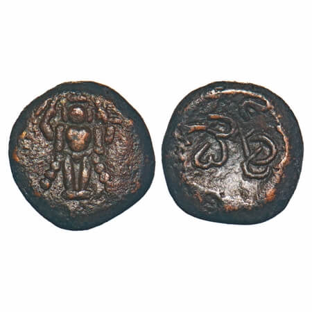 Vijayanagar Feudatories, Madurai Nayakas, (16-18c AD), Copper Kasu, 3.39g, 13.28x12.73 mm,