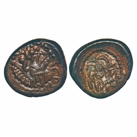 Vijayanagar Feudatories, Madurai Nayakas, (16-18c AD), Copper Kasu, 3.45g, 14.77x15.56 mm,