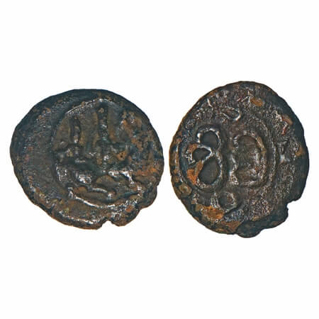 Vijayanagar Feudatories, Madurai Nayakas, (16-18c AD), Copper Kasu fraction, 1.71g, 10.89x
