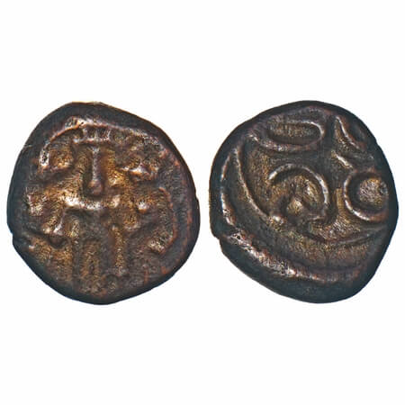 Vijayanagar Feudatories, Madurai Nayakas, (16-18c AD), Copper Kasu fraction, 1.36g, 10.20x