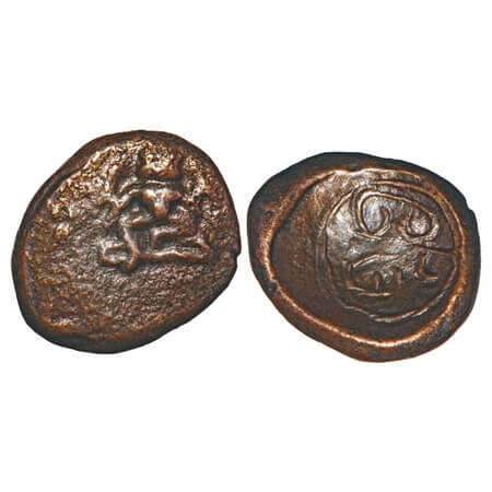 Vijayanagar Feudatories, Madurai Nayakas, (16-18c AD), Copper Kasu, 3.37g, 14.94x14.30 mm,