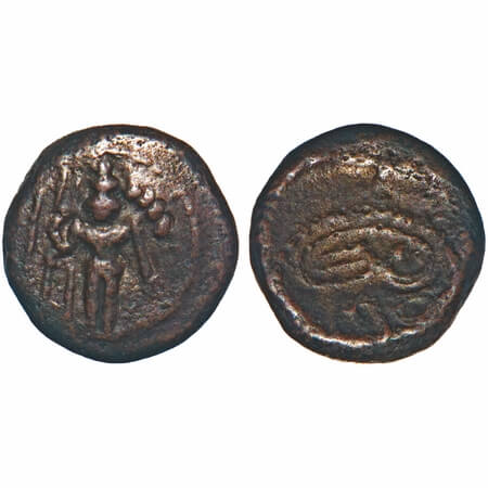 Vijayanagar Feudatories, Madurai Nayaka issue, (16-18c AD), Copper Kasu fraction, 1.21g, 9