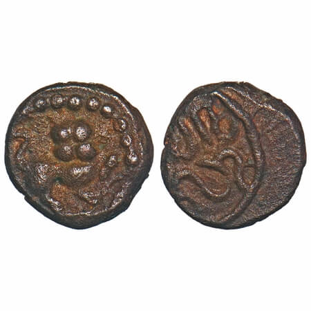Vijayanagar Feudatories, Madurai Nayakas, (16-18c AD), Copper Kasu fraction, 0.97g, 9.25x9