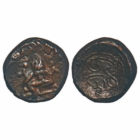 Vijayanagar Feudatories, Madurai Nayakas, (16-18c AD), Copper Kasu, 2.94g, 14.05x13.98 mm,