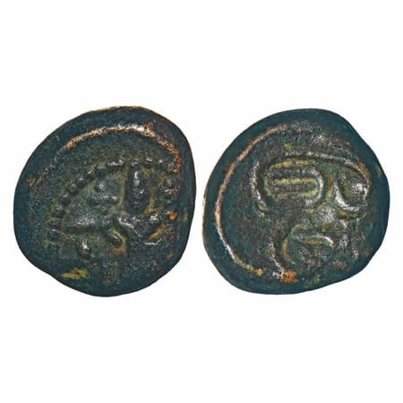 Vijayanagar Feudatories, Madurai Nayakas, (17th century), Copper, 3.52g, 12.21x11.93mm, Ob