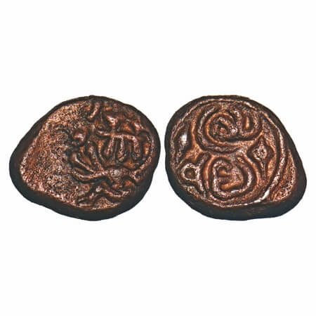 Vijayanagar Feudatories, Madurai Nayakas, (17th century), Copper, 1.05g, 8.45x10.28mm, Obv