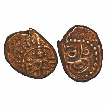 Vijayanagar Feudatories, Madurai Nayakas, Mangamma, (1689-1704 AD), Copper Kasu fraction,