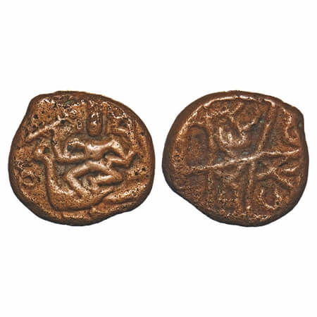 Vijayanagar Feudatories, Madurai Nayakas, Mangamma, (1689-1704 AD), Copper Kasu, 2.38 gm, 