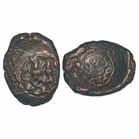 Vijayanagar Feudatories, Madurai Nayakas, Mangamma, (1689-1704 AD), Copper Kasu, 3.04g, 18