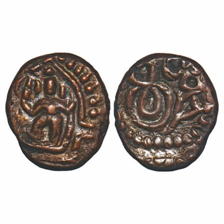 Vijayanagar Feudatories, Madurai Nayakas, Mangamma, (1689-1704 AD), Copper Kasu, 2.36g, 13