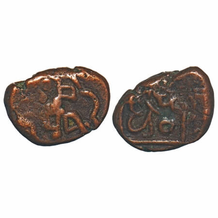 Vijayanagar Feudatories, Madurai Nayakas, Mangamma, (1689-1704 AD), Copper Kasu, 2.28g, 10