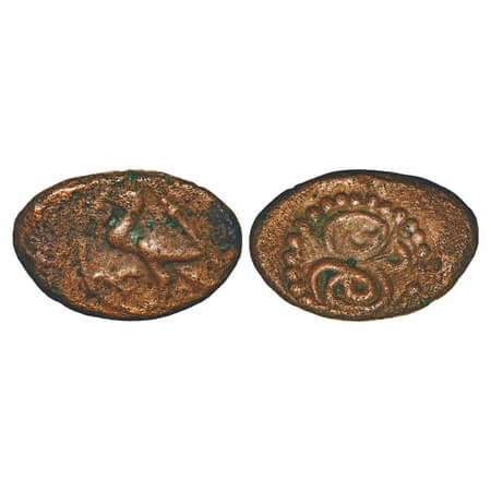 Vijayanagar Feudatories, Madurai Nayakas, Mangamma (1690-1731 AD), Copper, 2.25g, 10.25x15