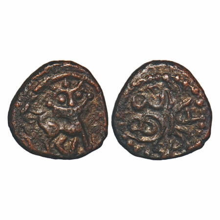 Vijayanagar Feudatories, Madurai Nayakas, Mangamma, (1689-1704 AD), Copper Kasu, 2.10g, 13