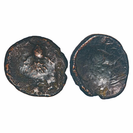 Vijayanagar Feudatories, Madurai Nayaks, Copper, 2.72g, 16.01x17.65mm, Obv: Kurmaa Avatar,