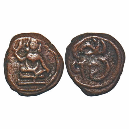 Vijayanagar Feudatories, Madurai Nayakas, (16-18c AD), Copper Kasu fraction, 1.87g, 11.52x