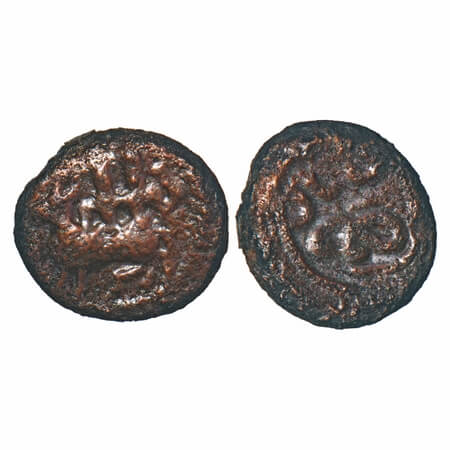 Vijayanagar Feudatories, Madurai Nayaka issue, (16-18c AD), Copper Kasu fraction, 1.46g, 1