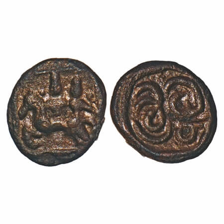 Vijayanagar Feudatories, Madurai Nayaka issue, (16-18c AD), Copper Kasu fraction, 0.78g, 9