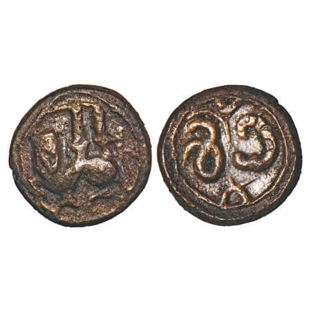 Vijayanagar Feudatories, Madurai Nayakas, (16-18c AD), Copper Kasu fraction, 1.47g, 10.95x
