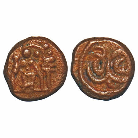 Vijayanagar Feudatories, Madurai Nayakas, (16-18c AD), Copper Kasu, 2.35g, 11.88x11.74 mm,