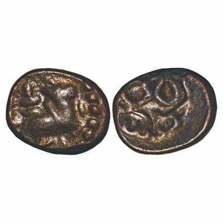 Vijayanagar Feudatories, Madurai Nayaka issue, (16-18c AD), Copper Kasu fraction, 1.03g, 8