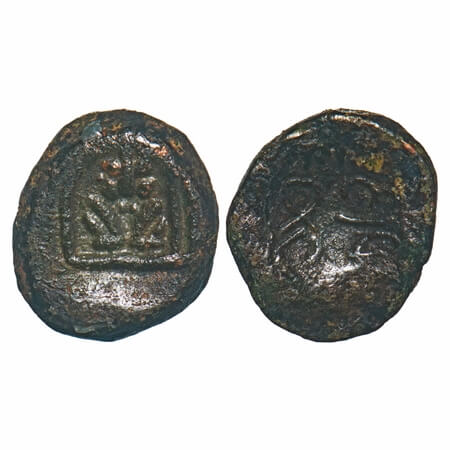 Vijayanagar Feudatories, Madurai Nayakas, (16-18c AD), Copper Kasu, 3.30g, 14.40x12.58 mm,