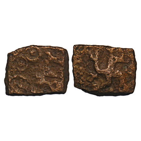 Pre-Satavahana, Satyabhadra, Vidarbha Region, Copper Unit, 2.03g, 11.14x14.01mm, Obv: Four