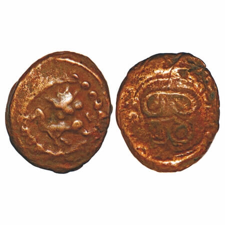 Vijayanagar Feudatories, Madurai Nayakas, (16-18c AD), Copper Kasu, 2.30g, 14.32x12.25 mm,