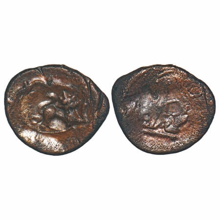 Vijayanagar Feudatories, Madurai Nayakas, (16-18c AD), Copper Kasu, 2.79g, 15.67x18.01 mm,