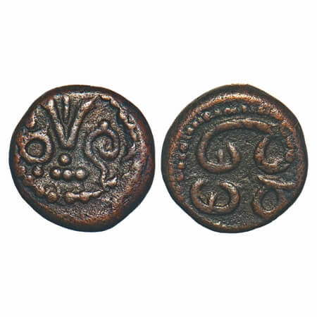 Vijayanagar Feudatories, Madurai Nayakas, (16-18c AD), Copper Kasu, 2.59g, 12.98x12.70 mm,