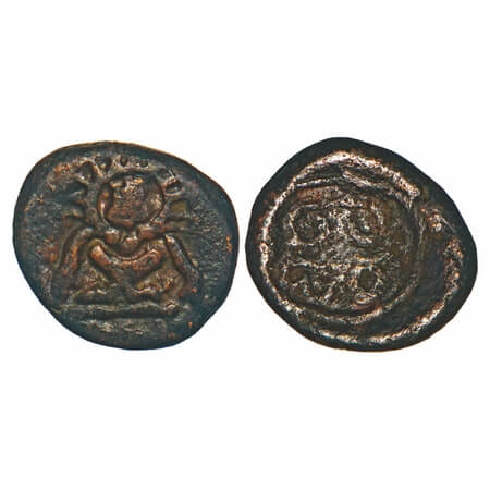 Vijayanagar Feudatories, Madurai Nayakas, (16-18c AD), Copper Kasu, 2.73g, 12.35x13.88 mm,