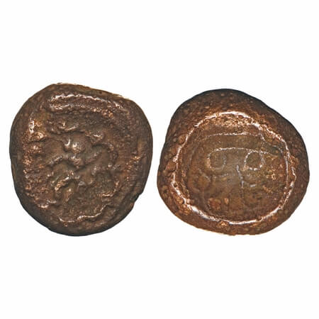 Vijayanagar Feudatories, Madurai Nayakas, (16-18c AD), Copper Kasu, 3.32g, 13.03x12.44 mm,