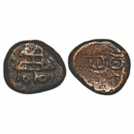 Vijayanagar Feudatories, Madurai Nayaks, Copper, 1.46g, 8.90x10.32mm, Obv: Temple Chariot 