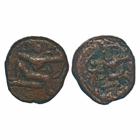 Vijayanagar Feudatories, Tanjavur Nayakas, (15th-17th century), Copper, 1.30g, 10.11x9.41m
