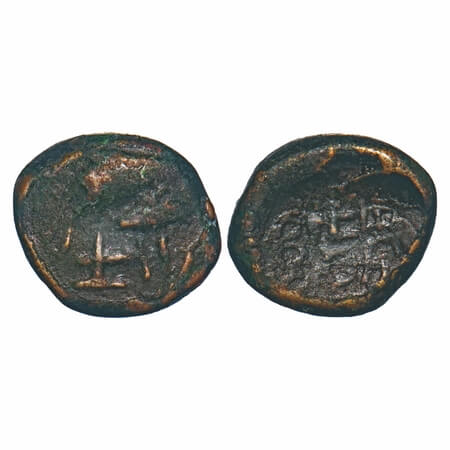 Vijayanagar Feudatories, Tanjavur Nayakas, (16-18c), Copper, 2.78g, 11.75x13.54mm, Raghuna