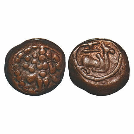 Vijayanagar Feudatories, Tanjavur Nayakas, (16-18c AD), Copper Kasu, 3.45g, 11.77x12.44 mm