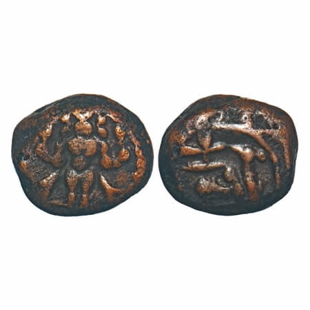 Vijayanagar Feudatories, Tanjavur Nayakas, (16-18c AD), Copper Kasu, 3.42g, 10.45x12.34 mm