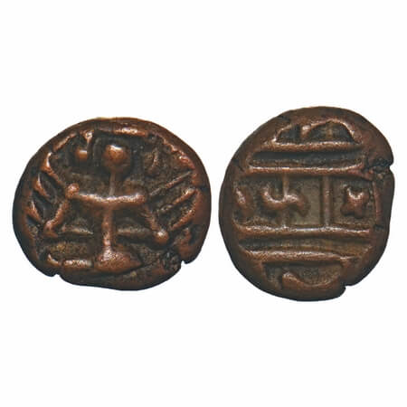 Post Vijayanagar, Nayaka issue, (17-18c AD), Copper Kasu, 2.11 gm, 10.25x11.66 mm, Obv: Ga