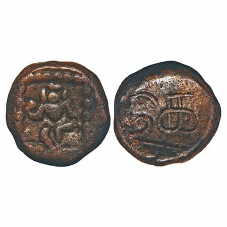 Post Vijayanagar, Nayaka issue, (17-18c AD), Copper Kasu, 2.80g, 12.53x12.40 mm, Obverse: