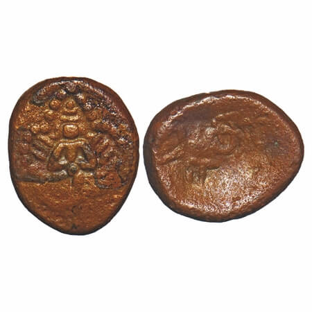 Post Vijayanagar, Local Polygars, Ramana, (17-18c AD), Copper Kasu, 2.30g, 14.43x17.77 mm,