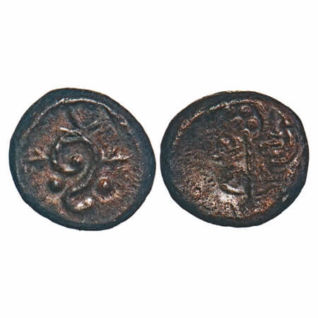 Post Vijayanagar, Local Polygars, (17-18c AD), Copper Kasu, 2.48g, 12.01x12.72 mm, Obv: De