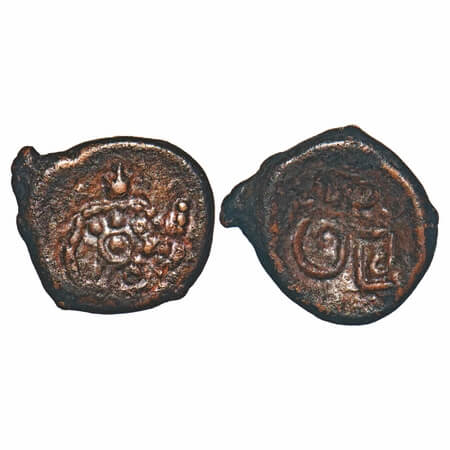Post Vijayanagar, Local Polygars, (17-18c AD), Copper Kasu, 2.52g, 12.85x14.40 mm, Obv: De
