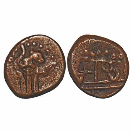 Post Vijayanagar, Local Polygars, (17-18c AD), Copper Kasu, 2.73g, 12.90x13.50 mm, Obv: Mo