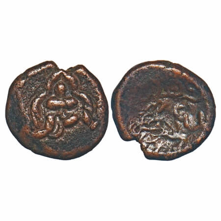 Post Vijayanagar, Local Polygars, (17-18c AD), Copper Kasu, 2.49g, 13.02x13.96 mm, Obv: Sh