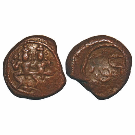 Post Vijayanagar, Local Polygars, (17-18c AD), Copper Kasu, 3.26g, 13.57x12.51 mm, Obv: Se