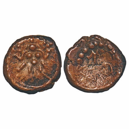 Post Vijayanagar, Polygar issue, (17-18c AD), Copper Kasu, 2.33g, 12.53x12.65 mm, Obv: Sta