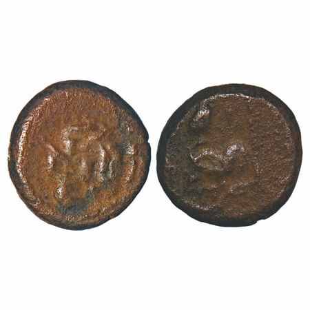 Post Vijayanagar, Local Polygars, (17-18c AD), Copper Kasu, 2.28g, 11.86x12.34 mm, Obv: Fi