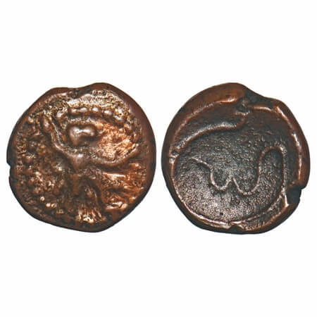 Post Vijayanagar, Local Polygars, (17-18c AD), Copper Kasu, 2.80g, 13.98x14.08 mm, Obv: St