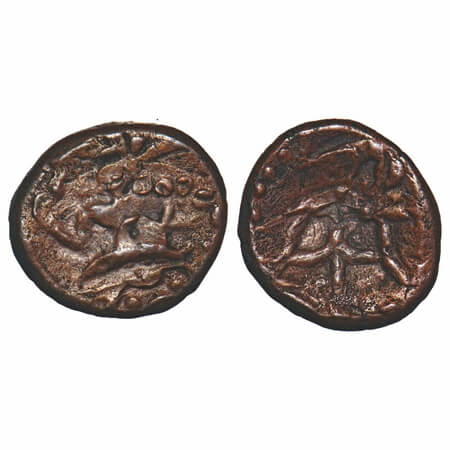 Post Vijayanagar, Local Polygars, (17-18c AD), Copper Kasu, 2.46g, 12.97x14.30 mm, Obv: La