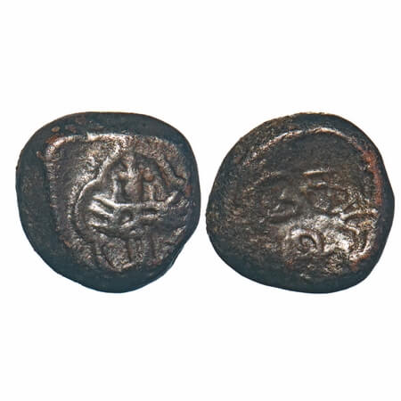 Post Vijayanagar, Local Polygars, (17-18c AD), Copper Kasu, 3.86g, 12.49x13.04 mm, Obv: St