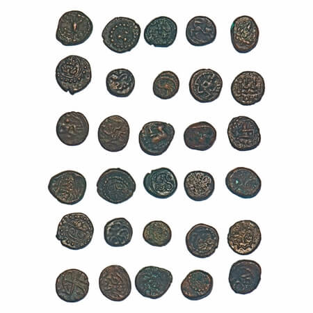 Nayakas and Polygars, Assorted, (lot of 15 coins), (16-18c AD), Fifteen Copper Kasus. Abou